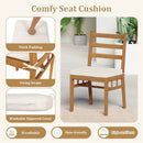 Outdoor Wooden Dining Chair Set of 4 with Padded Seat Cushions-White by LJGDeals