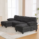 U-Shaped Sectional Sofa 103.5" Fabric Couch With Dual Chaise Lounges, Storage Pockets, Armrest Pillows by Unique Piece Furniture