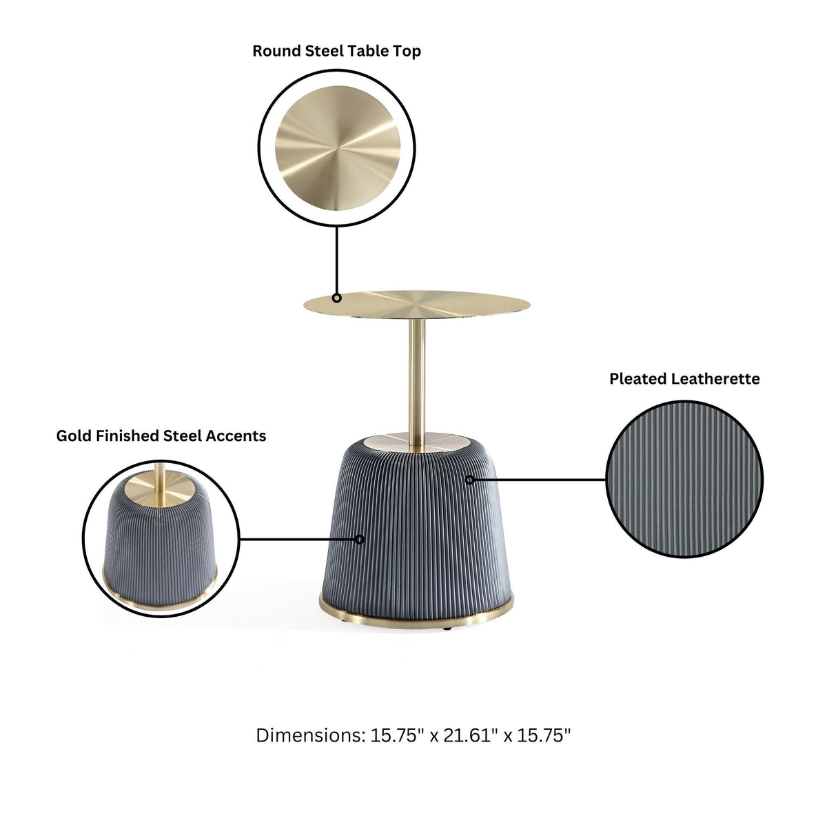 Anderson - Upholstered End Table With Round Top, photo 7 of 16
