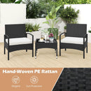 3-Piece Patio Furniture Set Rattan Bistro Chairs with Table-Beige by LJGDeals