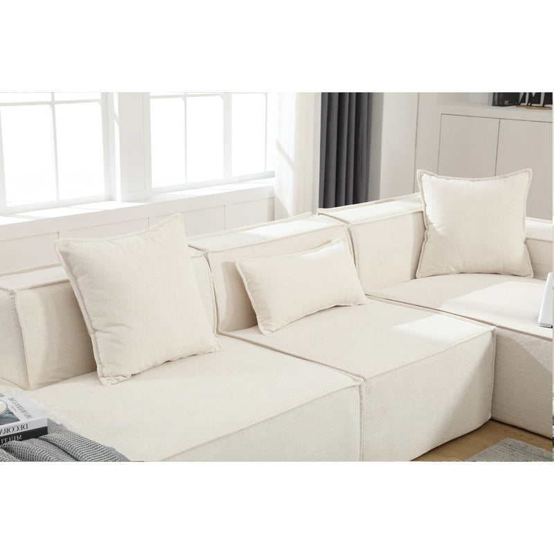 Walker Edison | Minimalist Terry Modular Couch with Right L-shaped Sectional