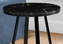 Accent Table Side Round Marble Look Contemporary & Modern - Black by HouseOfZazla