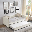 Daybed with Trundle Upholstered Tufted Sofa Bed, Twin Size, Boucle Fabric, Beige (83'x43'x29.5')