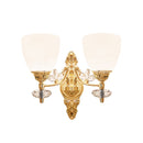 GobekUsa Modernist Glass Cone Wall Mount Light with Crystal Accent - Gold Finish