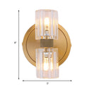 GobekUsa Prismatic Crystal Cylinder Wall Sconce Light - Postmodern 2 Lights Brass Up and Down Mount