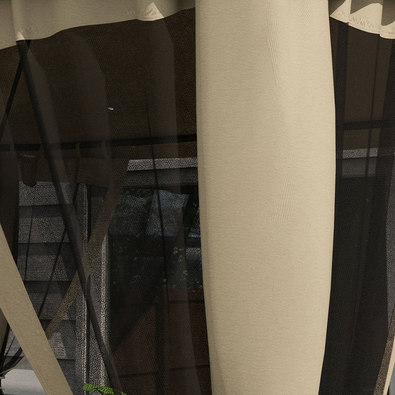 9.6' x 11.6' Patio Gazebo, Outdoor Canopy Shelter with 2-Tier Roof and Netting, Steel Frame for Garden, Lawn, Backyard, and Deck, Taupe