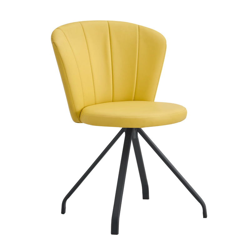 Light yellow 360 Swivel Makeup Home Office Chair, PU Vanity Chair, Nail chair for Women, queen fancy chair for girls,Upholstered Chair with Black Metal Legs for Dining Room bedroom and Living room