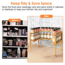 2-Tier Kitchen Spice Rack Expandable Bamboo Spice Organizer Cabinet Stackable Seasoning Organizer Extendable Spice Jar Rack for Countertops Pantries C