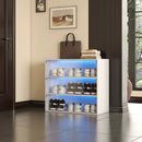 White Glass Door Shoe Storage Cabinet with RGB LED Light by HouseOfZazla