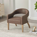 Upholstered Open Back Armchair With Weathered Rubberwood Legs by Unique Piece Furniture