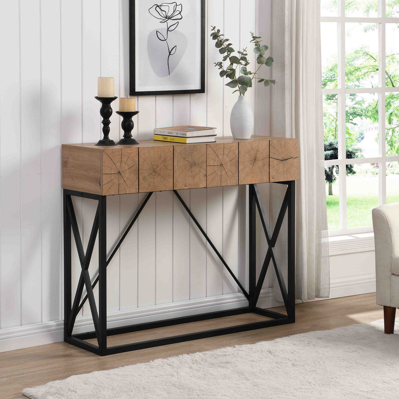 43.31" Luxury Wood Sofa Table, Industrial Console Table for Entryway, Hallway Tables with Two Drawers for Living Room