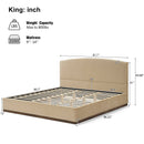 King Size Upholstered Bed Frame With Velvet Fabric Thick Headboard, Solid Wood Base, Camel by HouseOfZazla