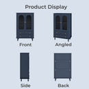 46.5'' Glass Display Cabinet with Ribbed Glass Doors