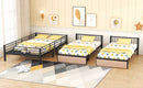 Triple Bunk Bed With Drawers, Multi-Functional Frame With Desks And Shelves In The Middle