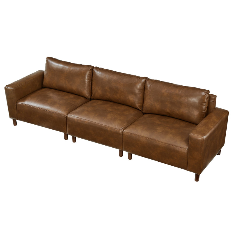 112" Luxury PU Leather Sofa for Living Room, photo 9 of 10