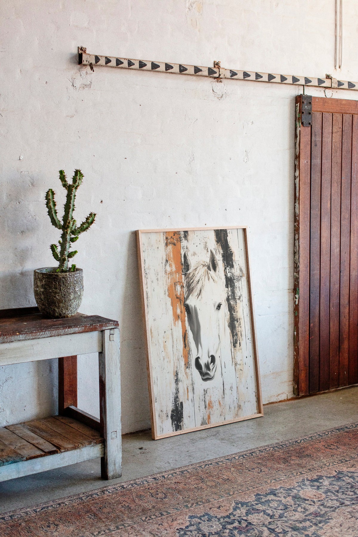 White Horse Against Rustic Planks, photo 12 of 19