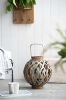 Decorative Lantern With Handle, Wooden Lantern For Indoor Outdoor, Home Garden, Wedding - Silver by HouseOfZazla