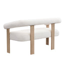 Round Armrest Loveseat (Beige + Natural) by HouseOfZazla
