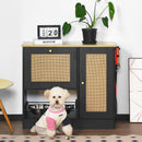 Feeding Station with 2 Lockers and Elevated Bowls Black