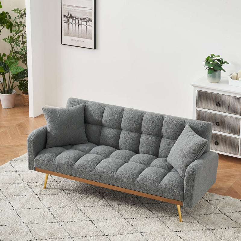 Walker Edison | Teddy Fleece Grey Sofa Bed 69" Grey