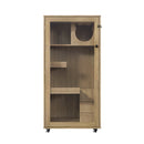 Basia Rubber Wood Cat Cabinet with Wheels