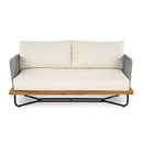 Lucca Outdoor 6 Seaters Acacia Wood and Rope Woven Patio Conversation Set