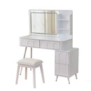 Modern Makeup Vanity Desk With LED Lights & Mirror 4 Drawer Dressing Table Set Space Saving For Bedroom - White by Unique Piece Furniture