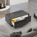 Modern Smart Coffee Table With Built-In Fridge - tooth Speaker, Wireless Charging, Touch Control Panel, USB Interface, Outlet Protection, Atmosphere Light by Unique Piece Furniture