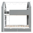 Full Size Bunk Bed with Storage Drawers & Shelves
