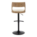 Cecina - Contemporary Adjustable Barstool With Swivel With Rounded T Footrest (Set of 2) - Black / Zebra / Cream by HouseOfZazla
