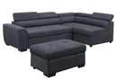 Haris - Sleeper Sofa Sectional With Adjustable Headrest And Storage Ottoman - Dark Gray by HouseOfZazla