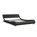 Queen Size Upholstered Platform Bed Frame With LED Lighting, Curve Design, Slat Support, No Box Spring Needed - Black by HouseOfZazla