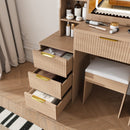 Vanity Desk Set with Lighted Mirror, 4 Drawers & Stool