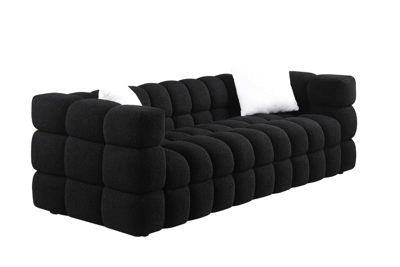 84.3 length, 35.83" deepth, human body structure for USA people, marshmallow sofa,boucle sofa, White color,3 seater