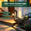 21'' Antique Bronze Goose Statue With Solar Lantern