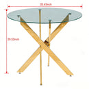 Dining Table With Cross Metal Leg And Tempered Glass, Modern Space Saving Kitchen Table For Living Room by HouseOfZazla