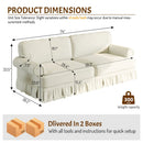Luxuriously Comfortable Cloud Couch Sofa With Elegant Rolled Arms & Pleated Skirt Design