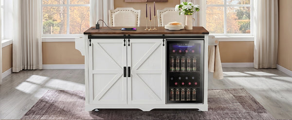 K&K 72" Farmhouse Kitchen Island with Fridge Storage Space, photo 2 of 10