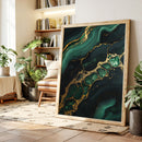 Gilded Cells in Deep Emerald Flow