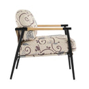 27.56" Modern Accent Chair with Plush Cushions and Wooden Armrests