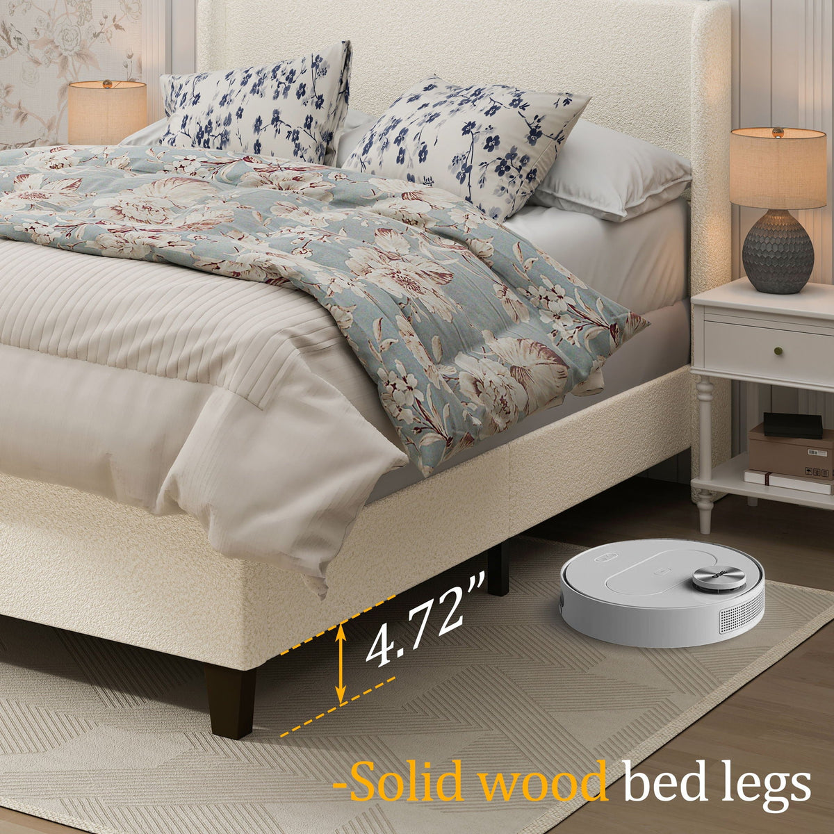 Platform Bed Frame With Tall Headboard And High Footboard, photo 17 of 40