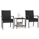 3 Piece Patio Furniture Set with Seat Cushions and Tempered Glass Tabletop by LJGDeals