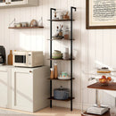 5 Tier Wall Mount Ladder Shelf with Anti-Tipping Kits for Home Office-Rustic Brown