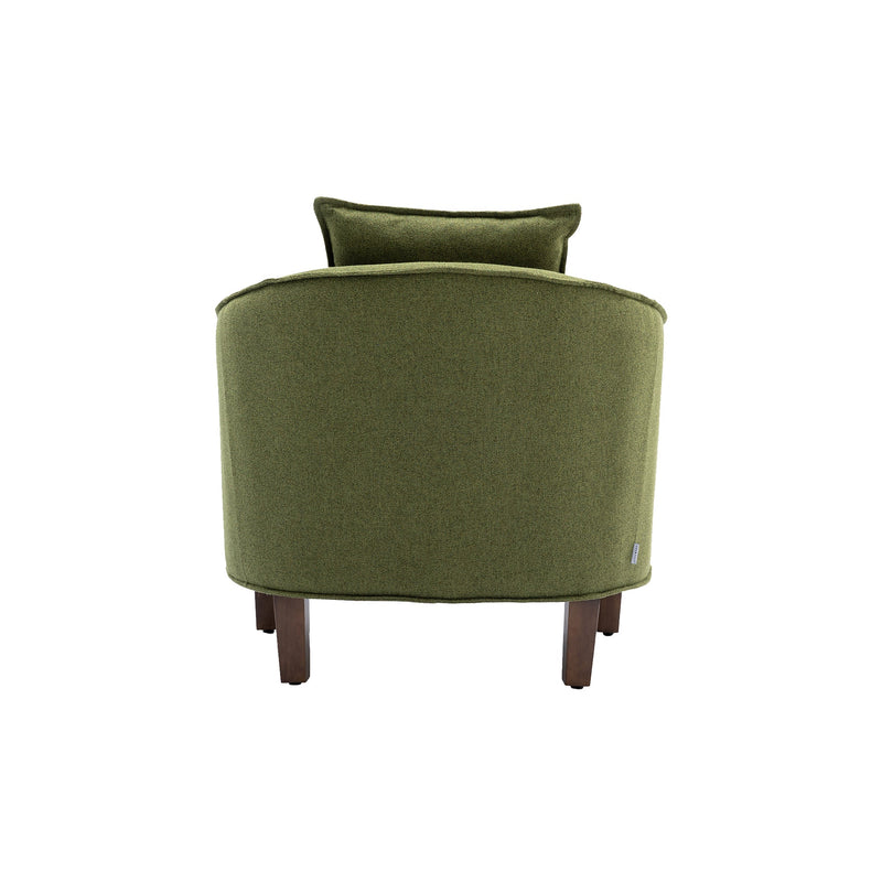 Accent Chair with Ottoman, Mid Century Modern Barrel Chair Upholstered Club Tub Round Arms Chair for Living Room