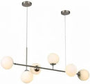 KCO Modern Silver Milk Glass Pendant Light 6 Light Pendant Light Fixture Chandelier Brushed Nickel Chandelier Modern Hanging Linear Light Fixture for Dining Room Kitchen Island by CozyNest Decor
