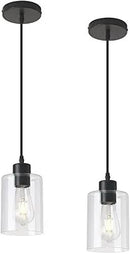 Black Pendant Light Fixture for Kitchen Island (Acc Glass) by CozyNest Decor