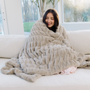 DOUBLE RUCHED FAUX FUR THROW BLANKETS by Saranoni
