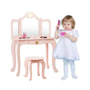 Kids Makeup Dressing Table with Tri-folding Mirror and Stool by LJGDeals