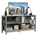 Wooden TV Stand Entertainment for TVs up to 55 Inch with X-Shaped Frame by DirectDeals