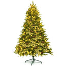 6.5 Feet Pre-lit Snow Flocked Hinged Artificial Christmas Tree by LJGDeals